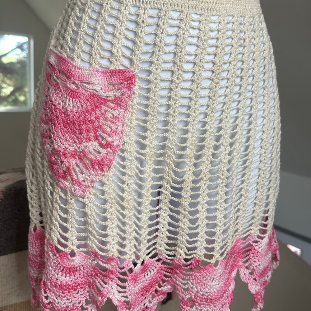 Amazing Crochet Pink Fancy Apron Fits All Sizes!